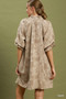 Umgee Floral Textured Jacqaurd V-Neck Dress