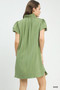 Umgee Flutter Sleeve V-Neck Shift Dress