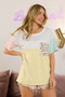 BiBi Leopard Front Pocket Ft Color Block Crew Neck Top