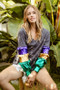 BiBi Ity Foil Ruffled Color Block Top