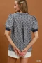 Umgee Printed Collared Puff Sleeve Top
