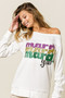 BiBi Mardi Gras Glitter Lettering Sweatshirt