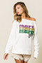 BiBi Mardi Gras Glitter Lettering Sweatshirt