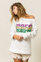 BiBi Mardi Gras Glitter Lettering Sweatshirt
