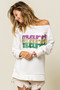 BiBi Mardi Gras Glitter Lettering Sweatshirt