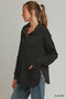 Umgee Half Placket Sweatshirt with Pockets