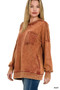 Zenana Acid Wash Raw Edge French Terry Sweatshirt with Front Pocket
