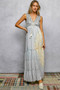 POL Deep V Sleeveless Cotton Bohemian Tiered Maxi Dress