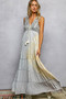 POL Deep V Sleeveless Cotton Bohemian Tiered Maxi Dress