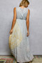 POL Deep V Sleeveless Cotton Bohemian Tiered Maxi Dress