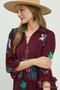Umgee Floral Print Tiered Midi Dress with Puff Sleeves