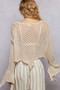 POL Raw Edge Open Sleeve High-Low Cotton Knit Top