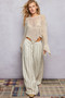 POL Raw Edge Open Sleeve High-Low Cotton Knit Top