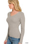 Zenana Viscose Fitted V-neck Sweater