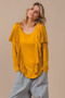 BiBi Jersey Knit Top With Cascade Shoulder Ruffle