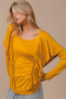 BiBi Jersey Knit Top With Cascade Shoulder Ruffle