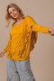 BiBi Jersey Knit Top With Cascade Shoulder Ruffle