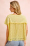 BiBi Solid Jersey With Lace Combo Ruffled Buttoned Top