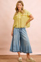 BiBi Solid Jersey With Lace Combo Ruffled Buttoned Top