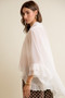 SO ME Sheer Ruffle Bell Sleeves Bow Tie Flowy Blouse Top