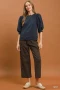 Umgee Puff Sleeve Round Neck Sweatshirt