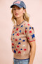 BiBi 4th Of July Multi Star Patterned Cozy Knit Top