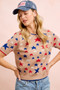 BiBi 4th Of July Multi Star Patterned Cozy Knit Top