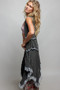 POL Vintage Wash Ruffled Crochet Vest Cardigan