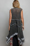 POL Vintage Wash Ruffled Crochet Vest Cardigan