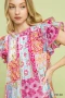 Umgee Mix Patchwork Flutter Sleeve Mini Dress