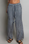 POL Tassel Drawstring Embroidered Wide Leg Woven Pants