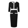 Retro ladies boutique color-blocking mid-waist v-neck Patchwork Bodycon professional dress