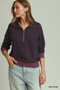 Umgee Polka Dot Half Zip Sweatshirt