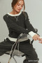 Umgee Tencel Fleece Stripe Crewneck Top