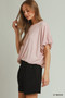Umgee Mini Texture Checkered Bubble Hem Top