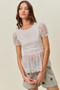 SO ME Rose Embroidery High Rise Scallop Hem Denim Shorts