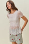 SO ME Rose Embroidery High Rise Scallop Hem Denim Shorts