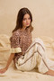 BiBi Leopard and Eyelet Lace Ruffled Top and Shorts Set