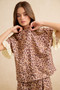 BiBi Leopard and Eyelet Lace Ruffled Top and Shorts Set