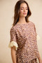 BiBi Leopard and Eyelet Lace Ruffled Top and Shorts Set