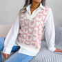 Fall/Winter Preppy Heart Print Knitting Vest Sweater Vest