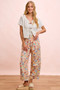 BiBi Washed Floral Printed Twill Barrel Pants