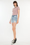 Kancan Distressed High Waist Denim Shorts with Pockets