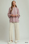 Umgee Polka Dot Printed Hoodie Tunic Top