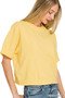 Zenana Lightweight Exposed Seam Short Sleeve Crop Sweater