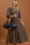 Umgee Paid Smocked Waist Tiered Midi Dress