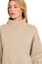 Zenana Fleece Half Snap Button Sweatshirt
