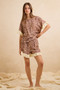 BiBi Leopard and Eyelet Lace Ruffled Top and Shorts Set