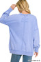Zenana Acid Wash Raw Edge French Terry Sweatshirt with Front Pocket