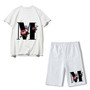 Women Letter Print Short Sleeve Top + Shorts Two Piece